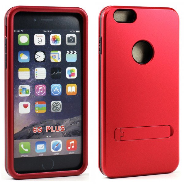 Wholesale iPhone 6 Plus 5.5 Strong Armor Hybrid with Stand (Red)
